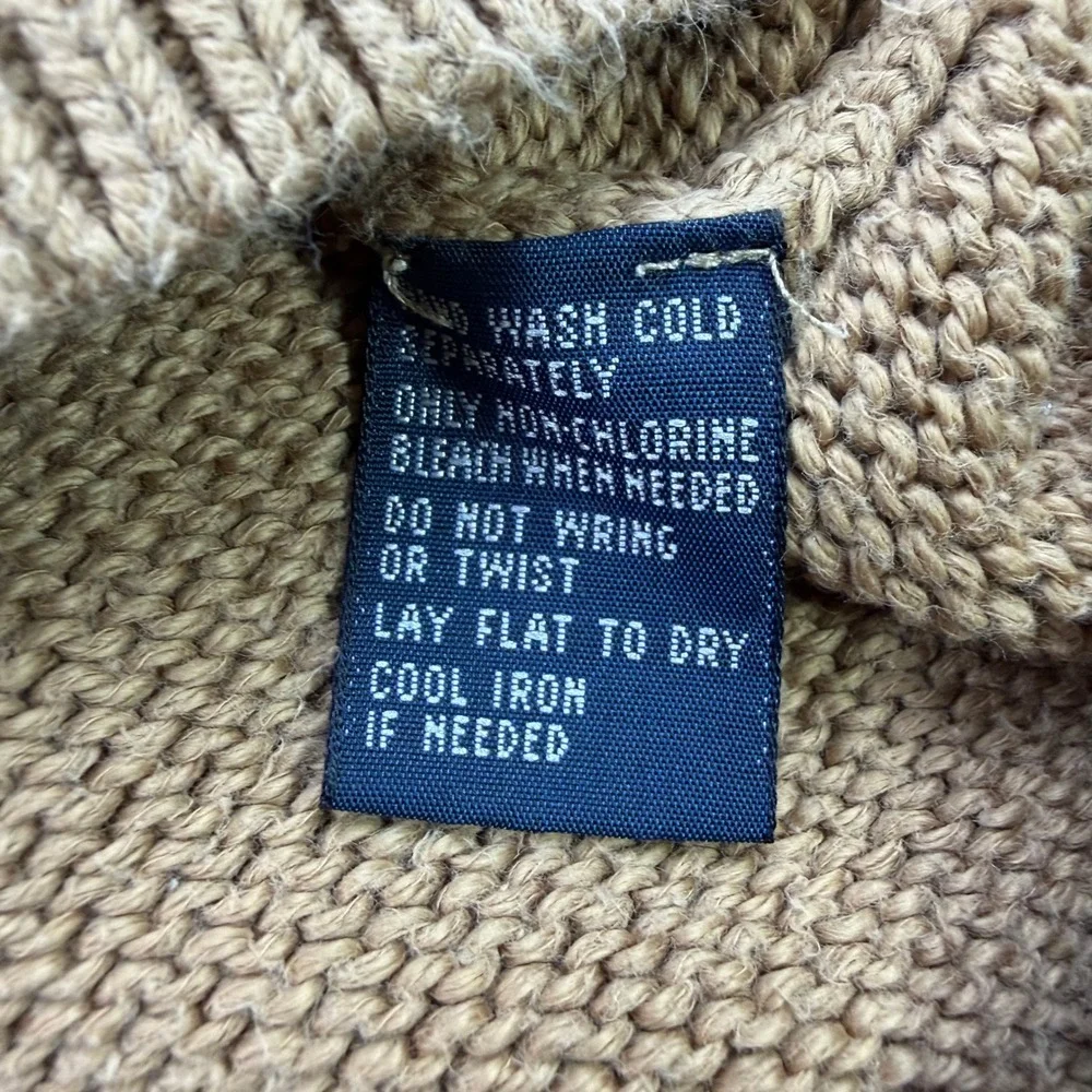 Polo Ralph Lauren Quarter-Zip Sweater Mens Large Tan Brown 100% Cotton Ribbed